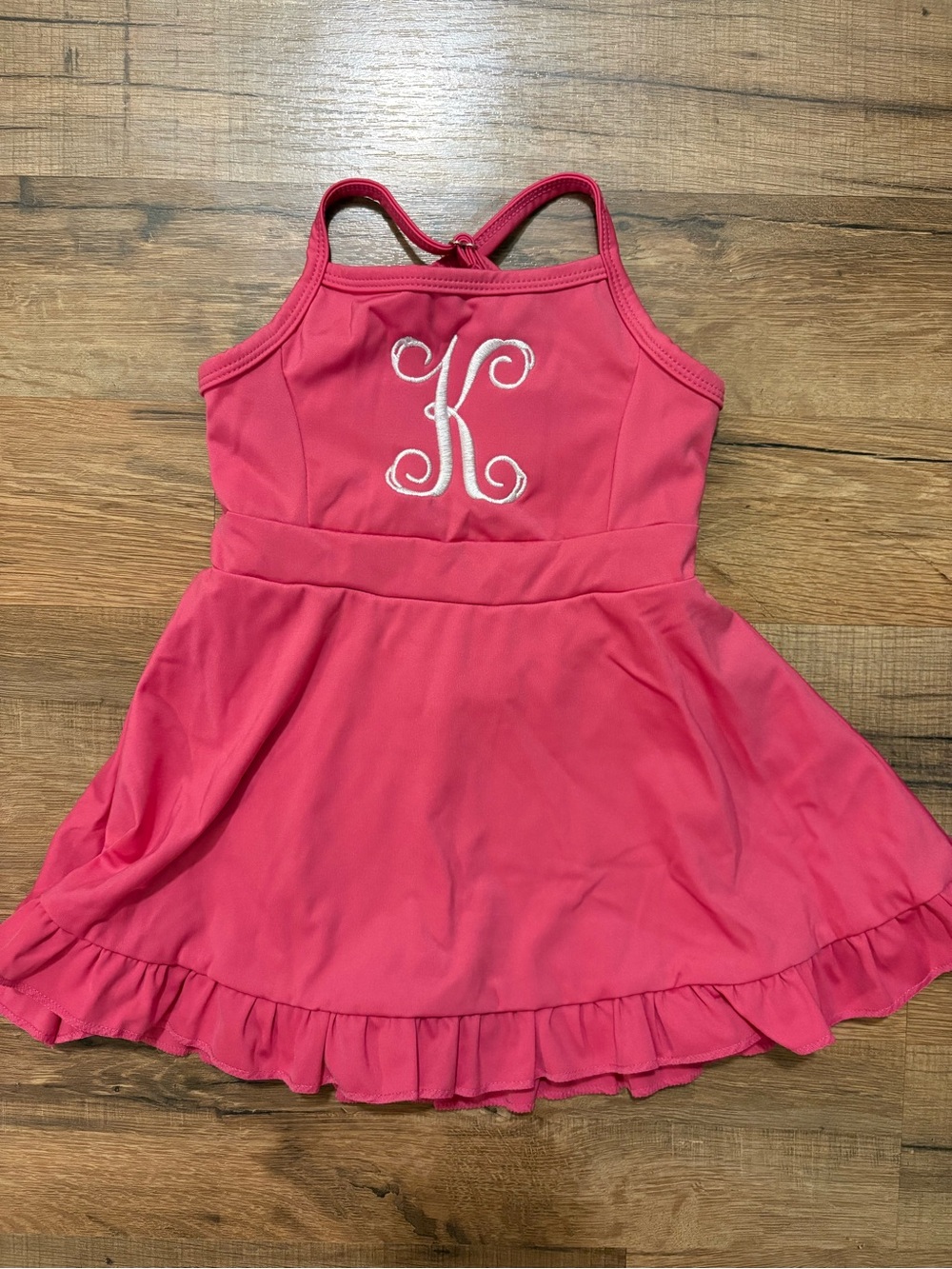 Pink Toddler Ruffle Hem Athletic Dress with Monogram K